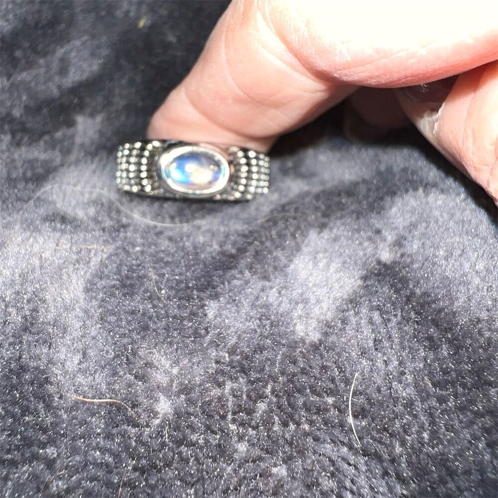 Boho Moonstone Ring Adjustable Silver Oval Bezel Setting